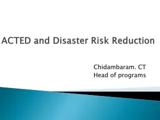 ACTED and Disaster Risk Reduction