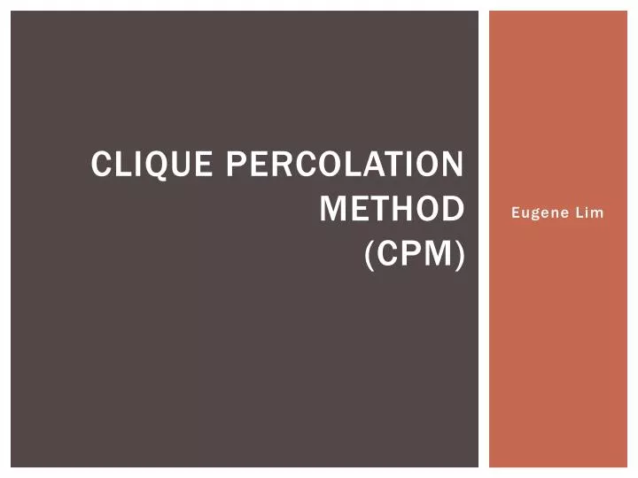 clique percolation method cpm