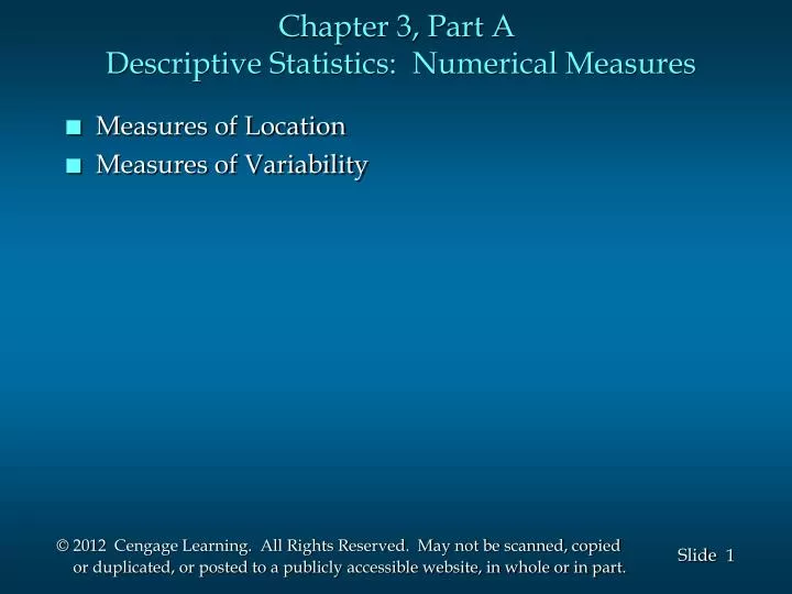 chapter 3 part a descriptive statistics numerical measures