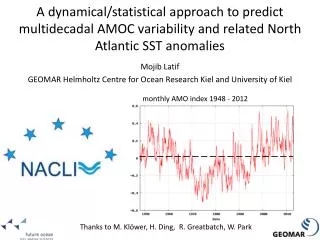 Mojib Latif GEOMAR Helmholtz Centre for Ocean Research Kiel and University of Kiel