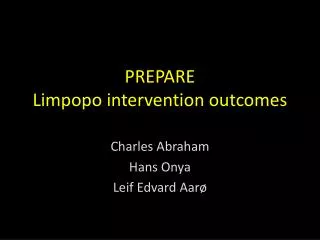 PREPARE Limpopo intervention outcomes