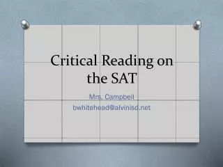 Critical Reading on the SAT