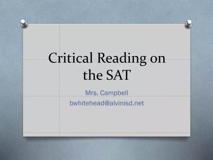 critical reading on the sat