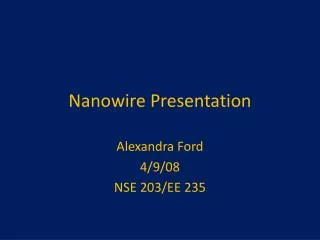 Nanowire Presentation