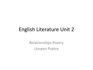 English Literature Unit 2