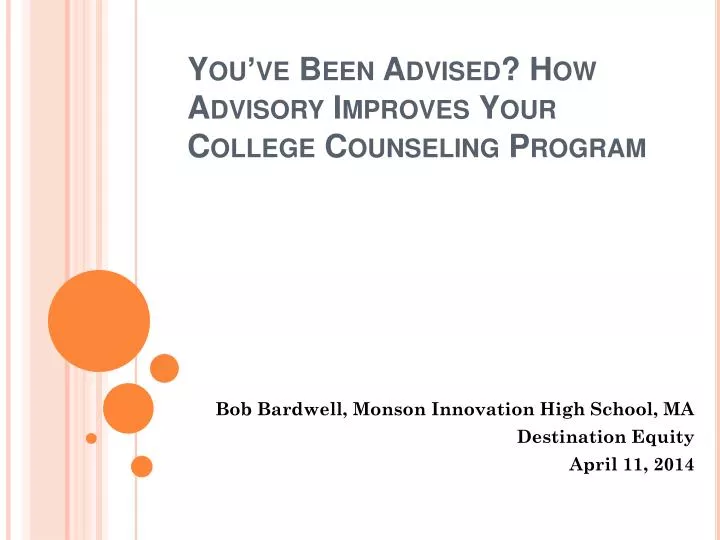 you ve been advised how advisory improves your college counseling program
