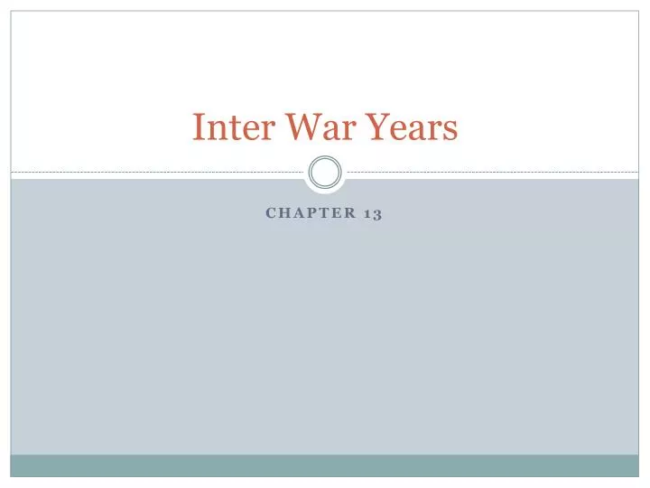 Inter War Years N 