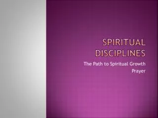 Spiritual Disciplines