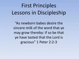 First Principles Lessons in Discipleship