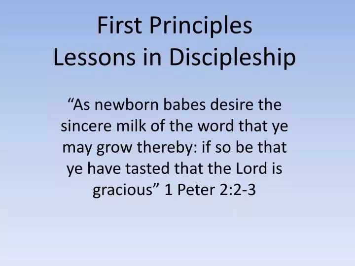 first principles lessons in discipleship