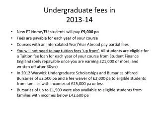 Undergraduate fees in 2013-14