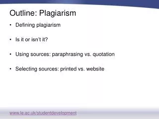 Outline: Plagiarism