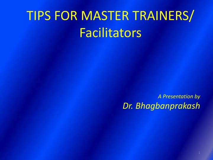 tips for master trainers facilitators