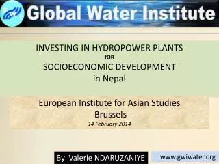 INVESTING IN HYDROPOWER PLANTS f OR SOCIOECONOMIC DEVELOPMENT in Nepal