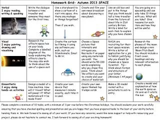 SPACE Homework Grid Autumn 2013 V1