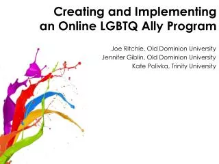 Creating and Implementing an Online LGBTQ Ally Program