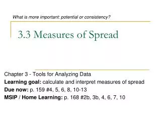 3.3 Measures of Spread