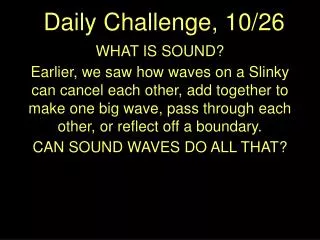 Daily Challenge, 10/26