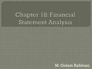 Chapter 18: Financial Statement Analysis