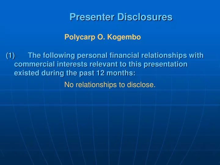 presenter disclosures