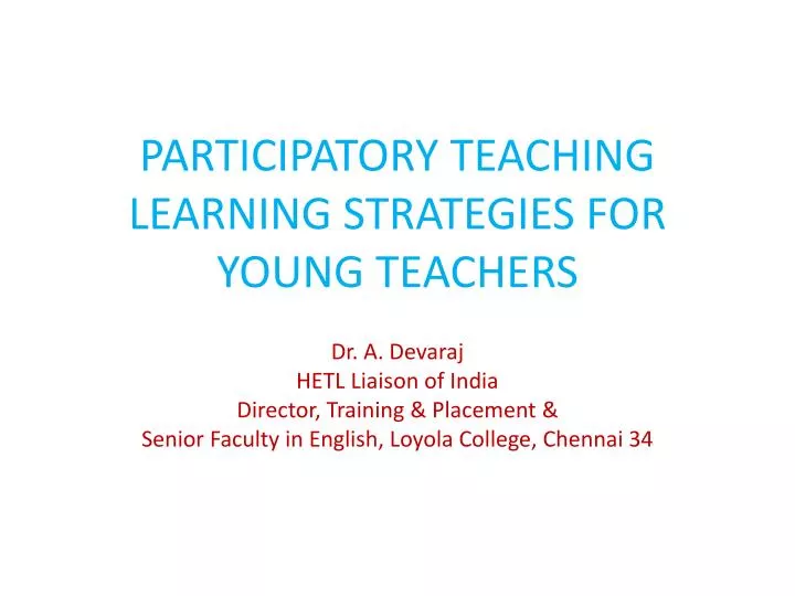 participatory teaching learning strategies for young teachers