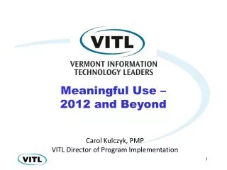 Carol Kulczyk, PMP VITL Director of Program Implementation