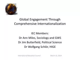 Global Engagement Through Comprehensive Internationalization