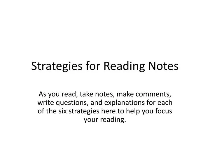 strategies for reading notes
