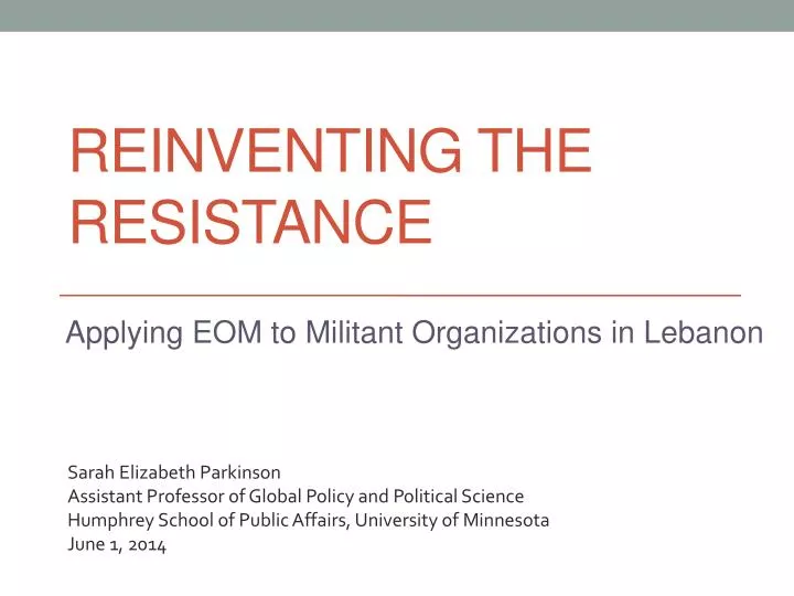 reinventing the resistance