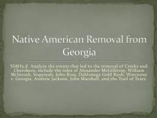 Native American Removal from Georgia