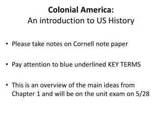 Colonial America: An introduction to US History