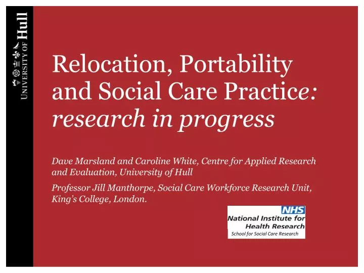 relocation portability and social care practic e research in progress
