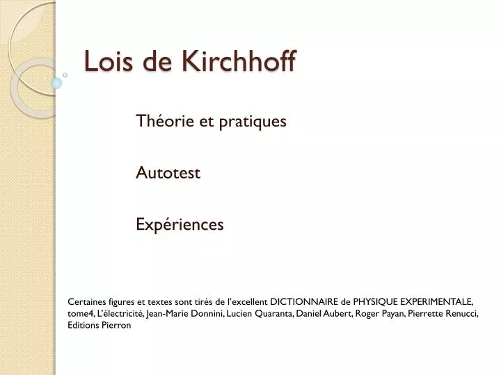 lois de kirchhoff