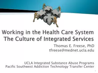 Working in the Health Care System The Culture of Integrated Services