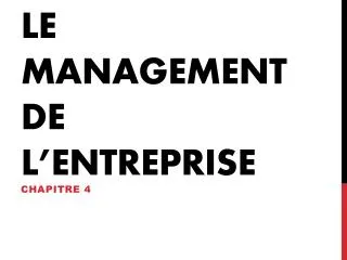 le management de l entreprise