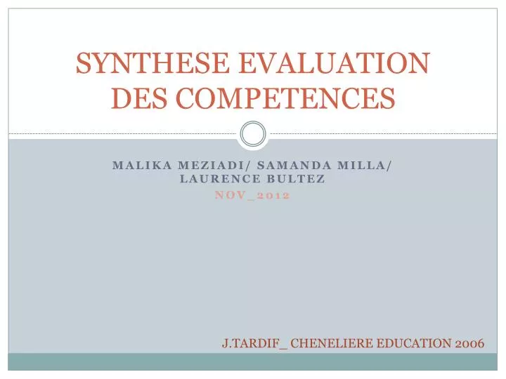 synthese evaluation des competences