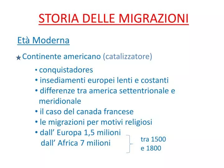 storia delle migrazioni