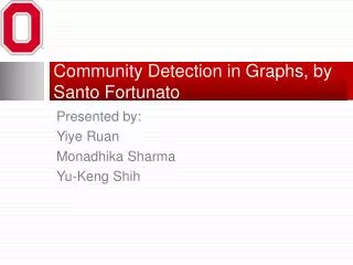 Community Detection in Graphs, by Santo Fortunato