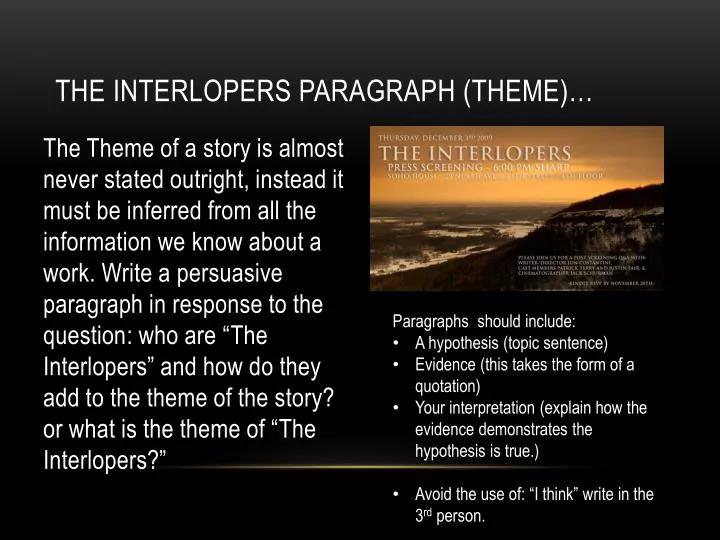 the interlopers paragraph theme