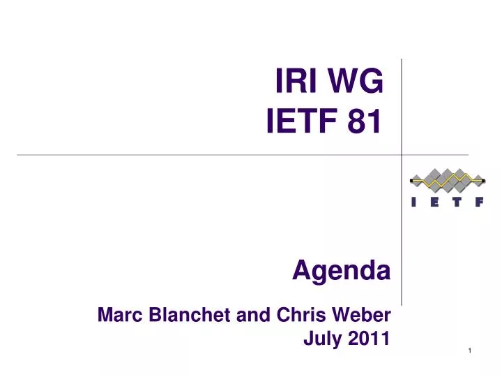 agenda marc blanchet and chris weber july 2011