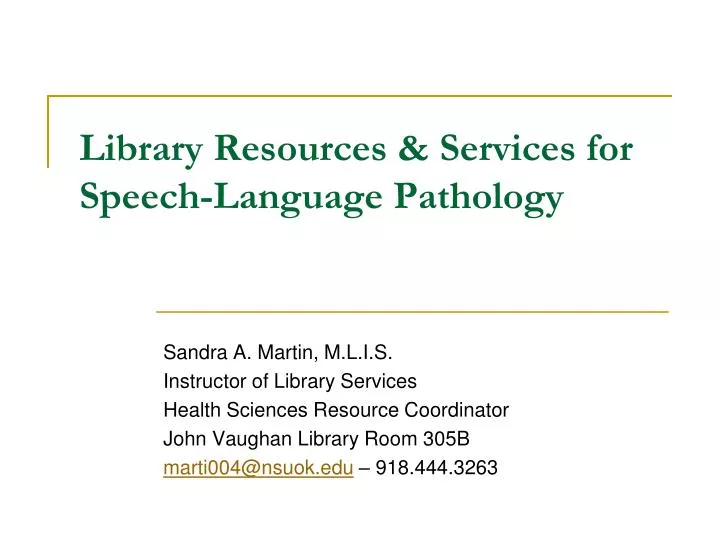 library resources services for speech language pathology