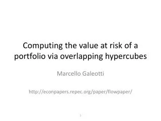 Computing the value at risk of a portfolio via overlapping hypercubes