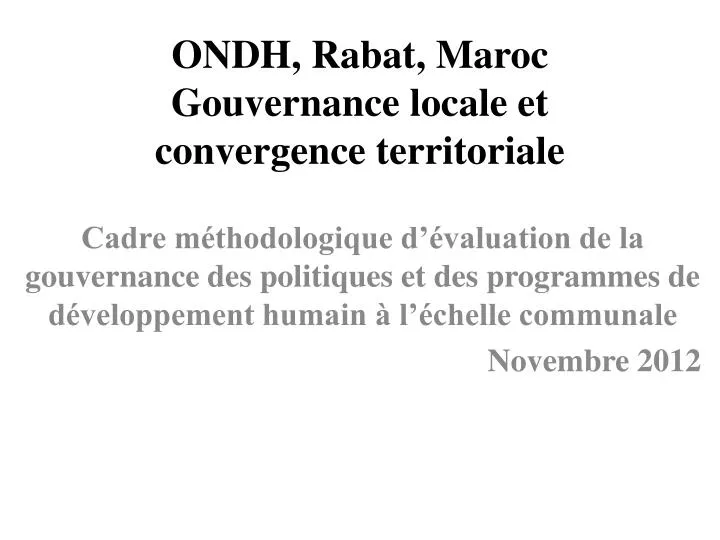 ondh rabat maroc gouvernance locale et convergence territoriale