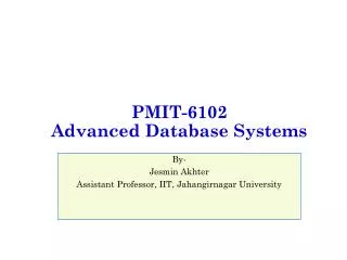 PMIT-6102 Advanced Database Systems