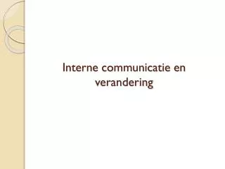 interne communicatie en verandering