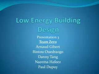 Low Energy Building Design