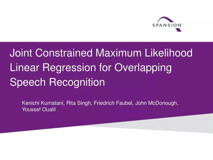 joint constrained maximum likelihood linear regression for overlapping speech recognition