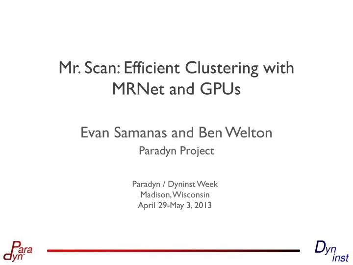 mr scan efficient clustering with mrnet and gpus