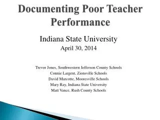 Documenting Poor Teacher Performance