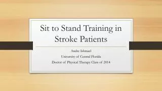Sit to Stand Training in Stroke Patients